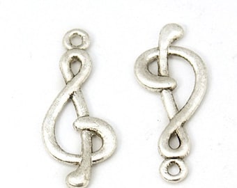 1 charm treble clef music silver 27 * 11 mm