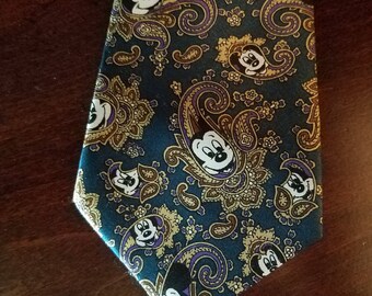 Mickey Mouse Blue Paisley Necktie - 100% Silk