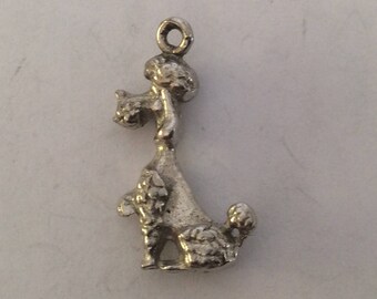 Sterling silver poodle dog charm vintage #699 s