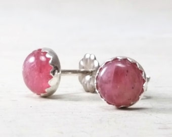 Pink Tourmaline Posts Pink Tourmaline Studs Post Earrings Sterling Silver Pink Studs 6mm