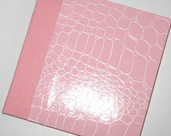Pink Crocodile Mini Blank Book - Handmade Journal - Mini Sketch Book
