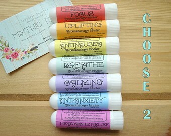 Set of 2 Aromatherapy Inhalers, Choose any 2 Aromatherapy Inhalers, Set of 2 Essential Oil Inhalers, Anxiety Relief, Essential Oil Inhalers