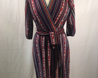 Vintage Lady Carol 1970s Polyester Knit Dress (Med)