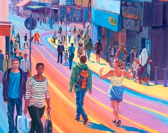 Rainbow Roads, print, 16X20", Croydon shoppers