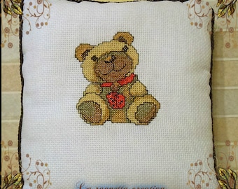 Cross Stitch Embroidered Pillow
