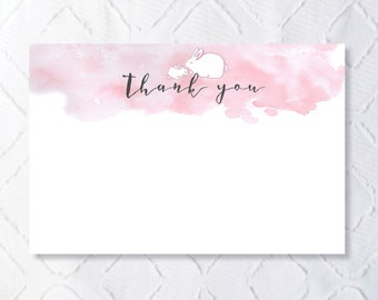 Printable Custom Pink Bunny Thank You Note