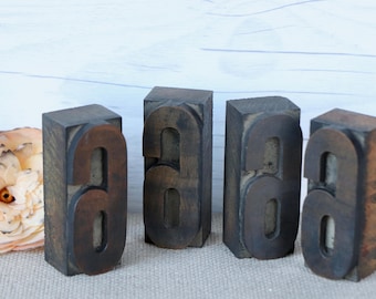 Vintage Wood Letterpress Block Number 6 or 9 - SOLD INDIVIDUALLY, Vintage Wooden Letterpress Number Six or Nine, Vintage Typeset Number 6/9