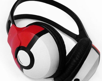 Pokemon gift for her Poke-phones custom headphones birthday gift for him Pokemon go Pokeball video game red sound cool big large earphones