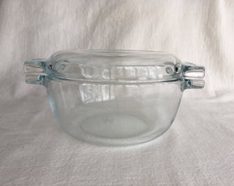 Vintage French Pyrex de Corning Covered Casserole Dish, Refrigerator Dish, Mid Century Kitchen Ware