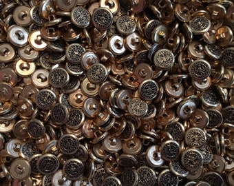 50 Vintage Metal Buttons - Gold