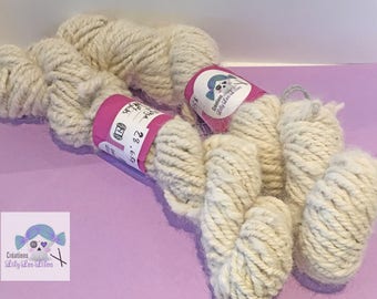Quebec Alpaca 100% wool 3 ply twisted has 3 strands aran weight natural color white