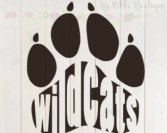 Wildcats Paw Print SVG, PNG, DXF files, instant download
