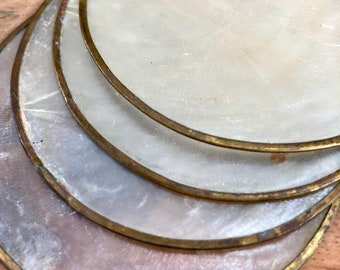 Vintage shell and brass coastet set
