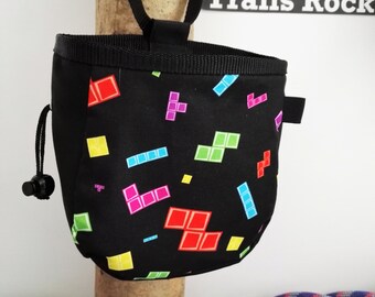 Chalk Bag Tetris, Arcade, Climbing Chalk Bag, Rock Climbing Chalk Bag, Rock Climber Gift, Geek chalk bag