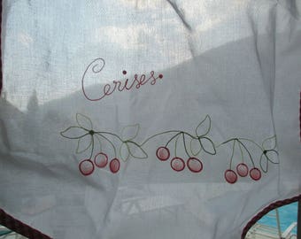 Cherry print and gingham cotton curtain