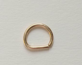 D Smooth Septum Ring, Rose Gold Septum Ring 14K Gold Filled 925 Sterling Silver Septum Ring.