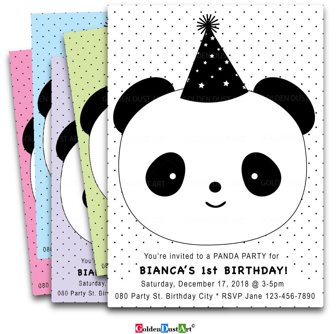 Panda Birthday Invitation Personalized Birthday Invitation