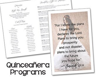 Quinceanera Programs Sweet 15 Programs Mis Quince Anos Programs 8.5" X 11" folded to 8.5" X 5.5"
