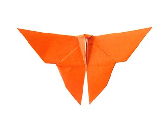 1 Orange Origami Butterfly Orange Color , Paper Decoration