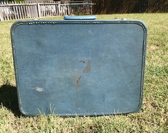 Blue Monarch Suitcase/Vintage Suitcase/Vintage Shelf/Cool Shelf idea/Vintage Blue Suitcase