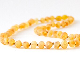 Authentic Raw Unpolished Baltic Amber Infant/Children/Adult Jewelry - Necklace, Bracelet & Anklet - Lemonade/Light, sizes 7"-24"