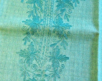Thai Raw Sillk, Embroidered Fabric - Vintage - 48" Square