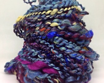 Handspun art yarn - hand spun art yarn - Monet - chunky art yarn