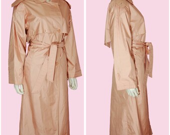 Pink Trench Coat Vintage 80s Dusty Rose Mauve Pink Jacket Size 6