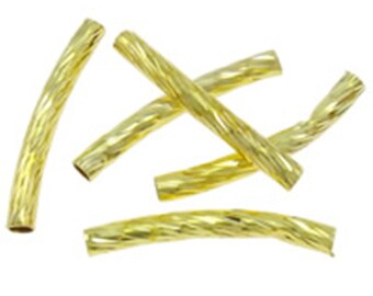 30pc gold finish 25x2.5cm long tube beads-9528