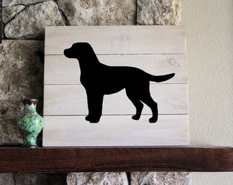 Black Lab Silhouette, White-Washed, Distressed Wood Sign, Hand-painted, Wall Art, Gift, Hand-painted, Add Name, Labrador Retriever, I love