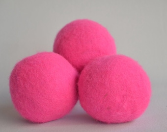 XL Wool Dryer Balls - Canadian Wool - Hot Pink Dryer Balls