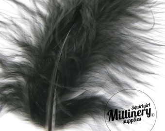 20 Fluffy Marabou Feathers for Millinery Hat Trimming & Crafts - Black