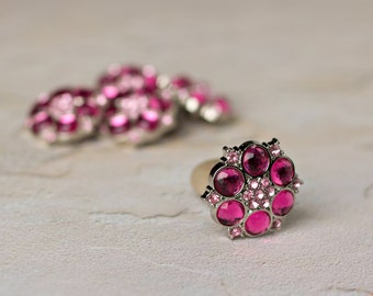 5 Rhinestone Buttons - Hot Pink / Light Pink - Abbey Button - 25mm - Plastic Buttons - Acrylic Buttons