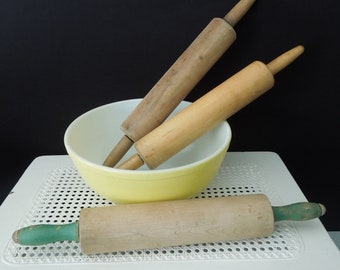 Wood Rolling Pins - Vintage Kitchen Utensil - Gift Baker Foodie - Urban Farmhouse Cottage Chic Kitchen Decor Prop Display