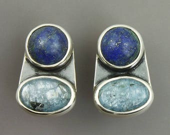 small blue clip on earrings