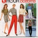 1990s sewing Pattern Ladies 1 hour Pants Shorts and Leggings XS S and M Simplicity 9102