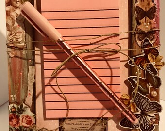 Mixed Media Standing Note Pad & Pen
