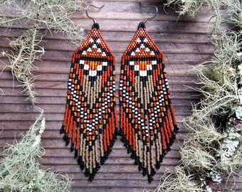 Sycamore..Beaded Fringe Earrings