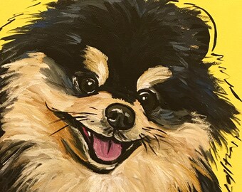 Pomeranian Art Print, Colorful Pomeranian art, Canvas or Archival Paper options