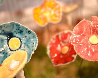 Keramik 10 bunte Blumen