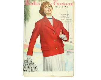 Modes & Travaux, Vintage French fashion magazine, 1957 summer fashion news