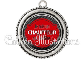 Cabochon 25mm pendant I am a driver that rocks - series 7