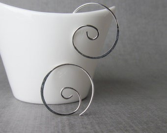 Spiral Earrings Silver, Spiral Hoops, Sterling Silver Spirals, Modern Hoop Spiral Earrings, Minimalist Earrings, Wire Hoop Spirals, wearever