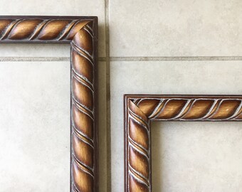 Twisted Carved Wood Frame | 11x14” wooden dark Frame Art Picture Photo Frame Large Framing matching Set