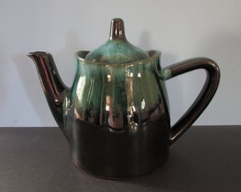 1960's Blue Mountain Pottery Teapot/ BMP Mod Blue Drip Glaze Tea pot. Made in Canada/ 4.75" W X 6" H