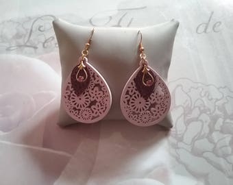Teardrop and swarovski crystal dangling earrings