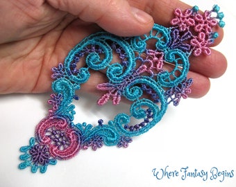 One Hand Dyed Venise Lace Applique Victorian Embellishment, Crazy Quilts, Clothes, Pillows, Hand Bags, Scrap-booking, Sewing, VLA105