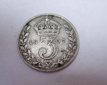 King George V Three Pence Pieces - 3 pence piece, Collectable Coins, Silver Coins, Sterling Silver Coins. 1907 - 1920.