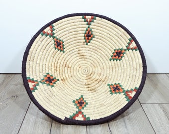 Vintage Woven Southwestern Coil Basket | Basket Wall Decor | Bohemian Decor | Large Woven Basket | Fruit Bowl | Basket Wall Hanging