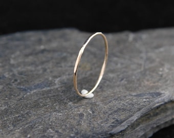 Super skinny ring, sterling silver or 14k gold filled (yellow or rose), hammered, 20 gauge. Skinny ring, thin ring, stacking ring.